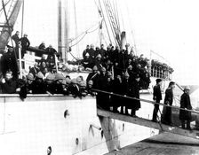 Return of troops from the Indian Frontier Campaign:...the steam-ship "Nubia" at Southampton, 1898. Creator: Francis Godolphin Osbourne Stuart