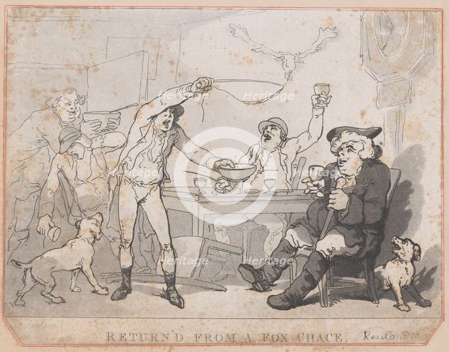 Return'd from a Fox Chace [sic], 1787. Creator: Thomas Rowlandson.