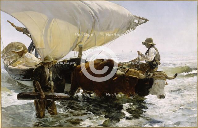 Return from Fishing: Towing the Bark, c. 1895.