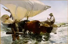 Return from Fishing: Towing the Bark, c. 1895