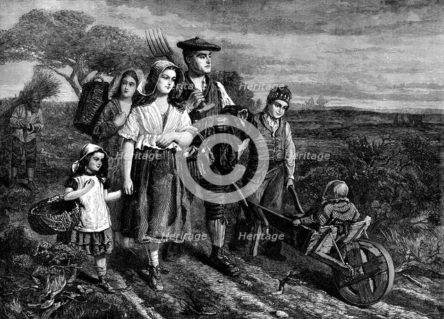 "Return from Labour", by W. Fyfe, in the Scottish Gallery, Pall-Mall, 1871. Creator: Unknown.