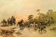 Return from Pig-Sticking in India 1840s, (1901). Creator: Charles Stewart Hardinge