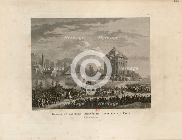 Return from Varennes, Arrival of Louis Capet in Paris, 1802. Creator: Duplessis-Bertaux, Jean (1747-1820).