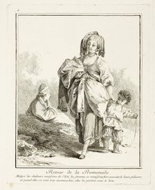 Return Walk, plate four from Suite de Divers Habillements de Peuples du Nord, 1765. Creator: Jean Baptiste Le Prince