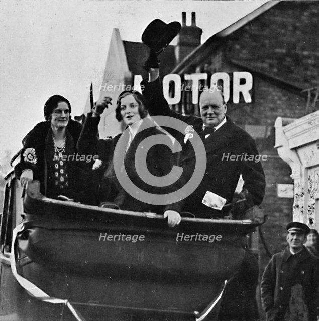 'Returned for Epping Mrs. Churchill and daughter Diana share happiness and victory', 1931, (1945).  Artist: Unknown.