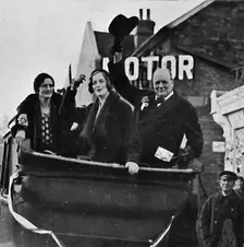 Returned for Epping Mrs. Churchill and daughter Diana share happiness and victory 1931, (1945)