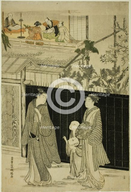 Returning from a Poetry Gathering, Japan, c. 1785/89. Creator: Kubo Shunman.
