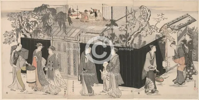 Returning from a Poetry Gathering, Japan, c. 1785/89. Creator: Kubo Shunman.