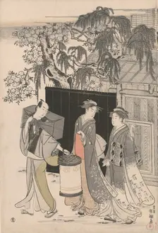 Returning from a Poetry Gathering, Japan, c. 1785/89. Creator: Kubo Shunman