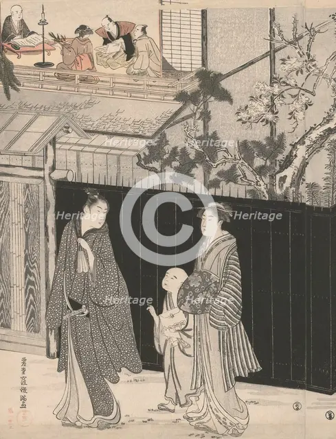 Returning from a Poetry Gathering, Japan, c. 1785/89. Creator: Kubo Shunman.