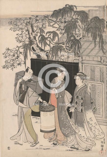 Returning from a Poetry Gathering, Japan, c. 1785/89. Creator: Kubo Shunman.