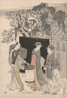 Returning from a Poetry Gathering, Japan, c. 1785/89. Creator: Kubo Shunman