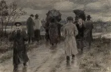 Returning from an Unsuccessful Picnic in the Taiga. Irkutsk, 1904. Creator: Boris Vasilievich Smirnov