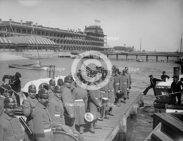 Returning from drill, Hampton Roads, between 1890 and 1901. Creator: Unknown.