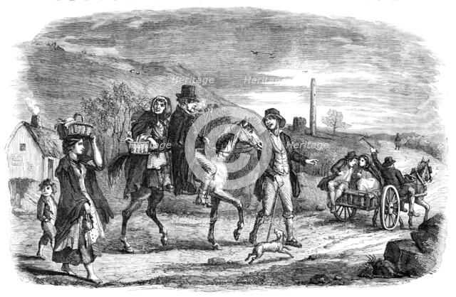 Returning from Market, a Scene in the County of Kilkenny - drawn by E. Fitzpatrick, 1857. Creator: Unknown.