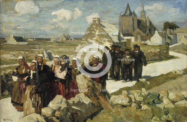 Returning from Mass in Penmarch, 1890-1898. Creator: Lucien Simon.