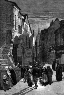 "Returning from Midnight Mass", by M. Montbard, 1881. Creator: T. Moller