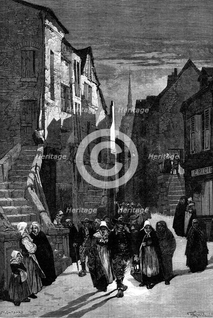 "Returning from Midnight Mass", by M. Montbard, 1881. Creator: T. Moller.