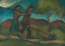 Returning from work, 1920-1924. Creator: Gejza Schiller