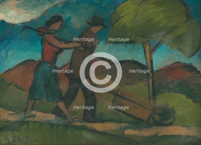Returning from work, 1920-1924. Creator: Gejza Schiller.