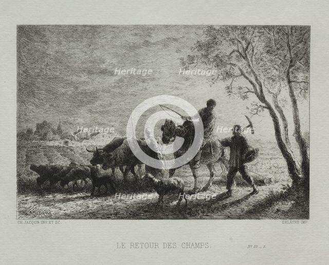 Returning from the Fields. Creator: Charles-Émile Jacque (French, 1813-1894).