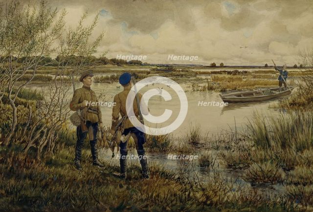 Returning from the hunting, 1937. Artist: Lissner, Ernest Ernestovich (1874-1941)