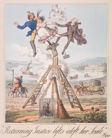 Returning Justice lifts aloft her Scale 1821. Creator: Anon
