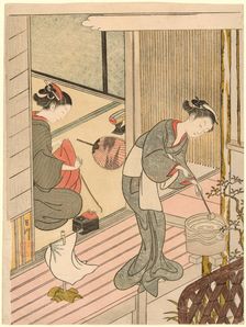 Returning Sails of the Towel Rack (Tenugui-kake no kihan), from the series "Eight Views..., c. 1766. Creator: Suzuki Harunobu
