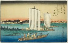 Returning Sails at Gyotoku (Gyotoku no kihan), from the series "Eight Views in the..., c. 1837/38. Creator: Ando Hiroshige
