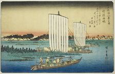 Returning Sails at Gyotoku (Gyotoku no kihan), from the series "Eight Views in the..., c. 1837/38. Creator: Ando Hiroshige