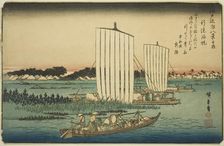 Returning Sails at Gyotoku (Gyotoku no kihan), from the series "Eight Views in the..., c. 1837/38. Creator: Ando Hiroshige