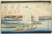 Returning Sails at Gyotoku (Gyotoku no kihan), from the series "Eight Views in the..., c. 1837/38. Creator: Ando Hiroshige