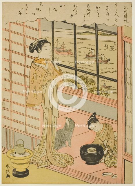 Returning Sails at Shinagawa (Shinagawa no kihan), from the series "Eight Fashionable..., c.1768/69. Creator: Suzuki Harunobu.