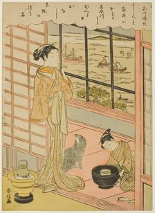 Returning Sails at Shinagawa (Shinagawa no kihan), from the series "Eight Fashionable..., c.1768/69. Creator: Suzuki Harunobu
