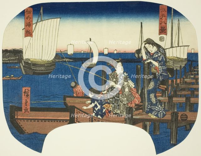 Returning Sails at Tsukuda (Tsukuda no kihan), from the series "Eight Views of Edo..., c.1844/46. Creator: Ando Hiroshige.