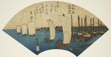 Returning Sails at Tsukudajima (Tsukudajima kihan), from the series "Eight Views of the...", 1836/37 Creator: Ando Hiroshige