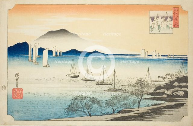 Returning Sails at Yabase (Yabase no kihan), from the series "Eight Views of Omi...", c. 1834. Creator: Ando Hiroshige.
