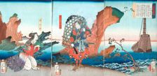 Returning Sails in the Ryukyu Islands, Tametomo and Neiwanjo, 1867. Creator: Tsukioka Yoshitoshi