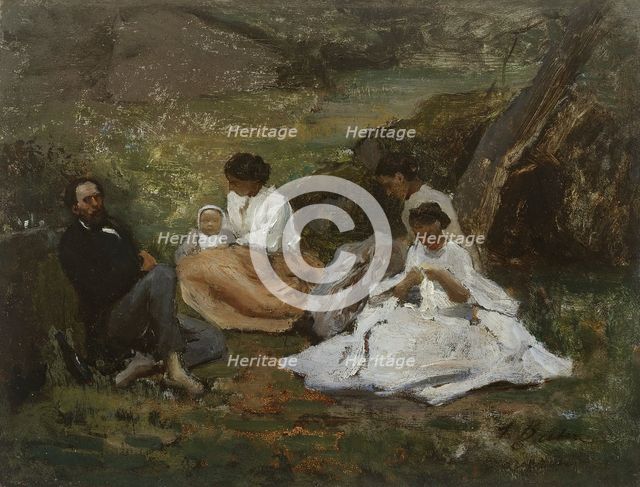 Réunion de famille à Bourron-Marlotte (Théodore de Banville dans la forêt de Fontainebleau), 1857. Creator: Jules Breton.