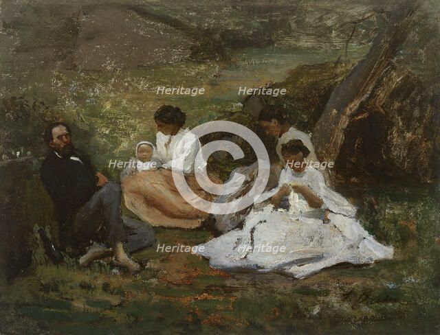 Réunion de famille à Bourron-Marlotte (Théodore de Banville dans la forêt de Fontainebleau), 1857. Creator: Jules Breton.