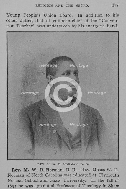 Rev. M.W.D. Norman, D.D., 1902. Creator: Unknown.