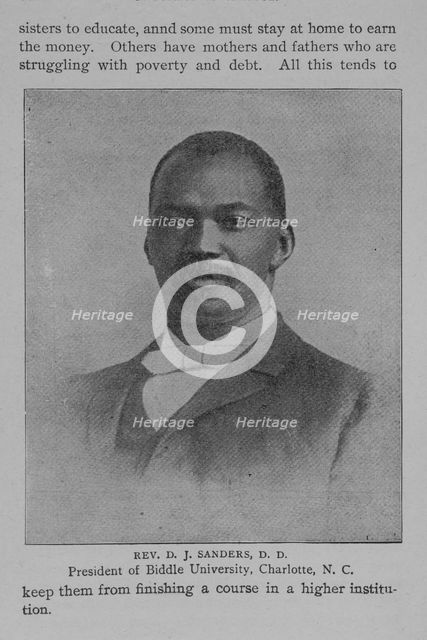 Rev. D.J. Sanders, D.D. : President of Biddle University, Charlotte, N.C., 1902. Creator: Unknown.