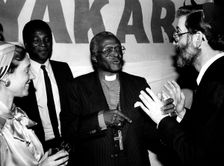 Rev Desmond Tutu (1931- ), South African, Archbishop of Cape Town. Creator: Unknown