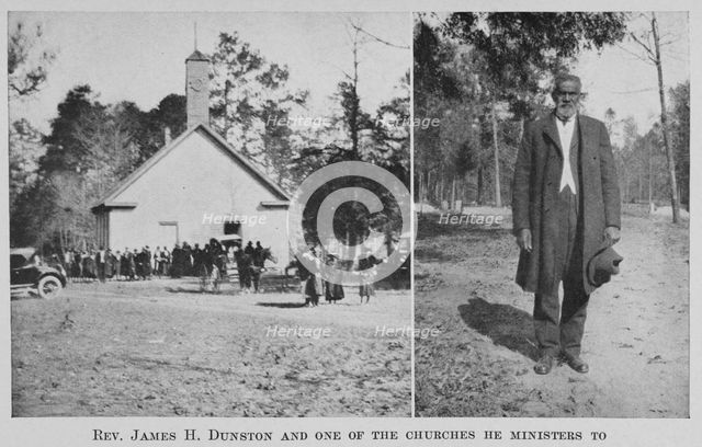 Rev. James H. Dunston and one of the churches he ministers to, 1922. Creator: Unknown.