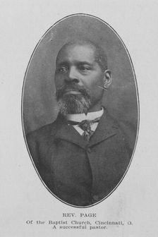 Rev. Page; Of the Baptist Church, Cincinnati, O.; A successful pastor, 1907. Creator: Unknown