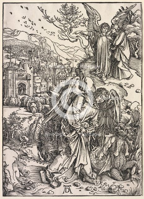 Revelation of St. John: Angel with the Key of the Bottomless Pit, 1511. Creator: Albrecht Dürer (German, 1471-1528).