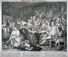 Revelling with Harlots plate III of A Rake's Progress, 1735. Artist: Anon