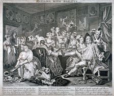 Revelling with Harlots plate III of A Rake's Progress, 1735. Artist: Anon