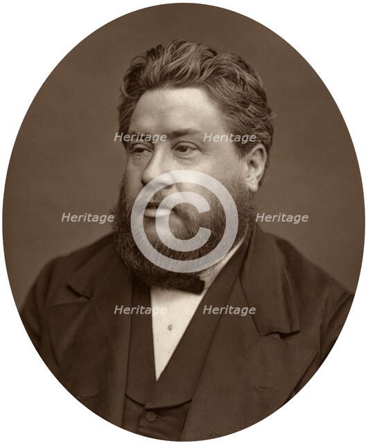 Reverend Charles Haddon Spurgeon, pastor of the Metropolitan Tabernacle, 1880. Creator: Lock & Whitfield.