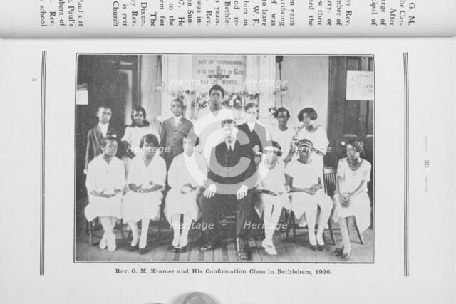Reverend G. M. Kramer and his Confirmation Class in Bethlehem, 1926, 1927. Creator: Unknown.